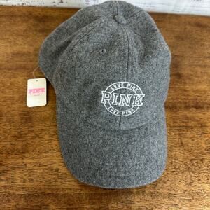 Women's NWT Victoria's Secret PINK Gray Wool Blend Adjustable Ball Cap Hat OS